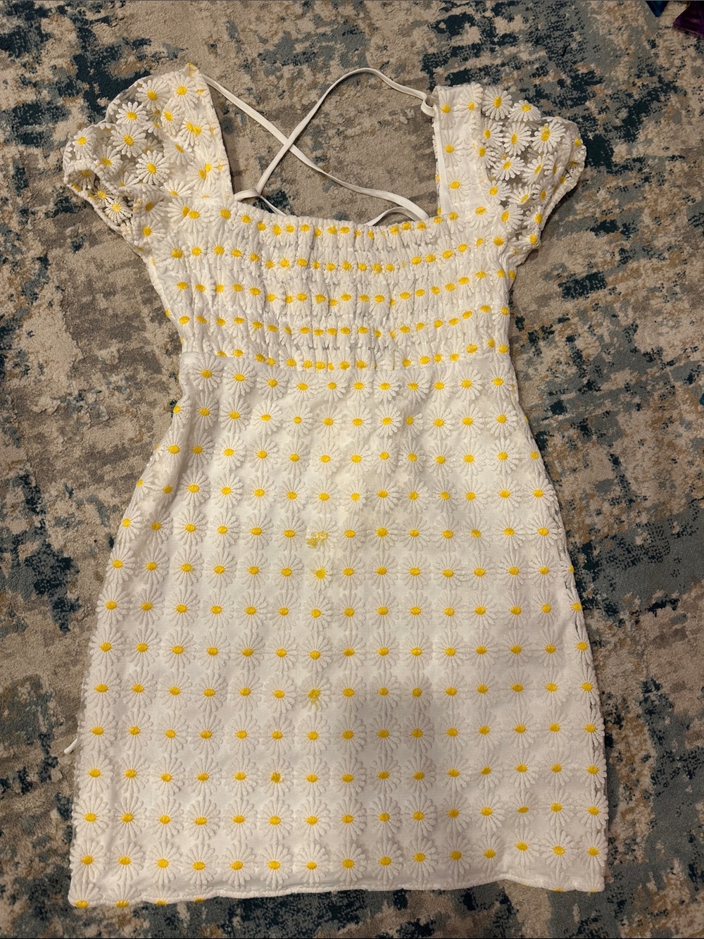 Woven Pink - White Dress with Flowers